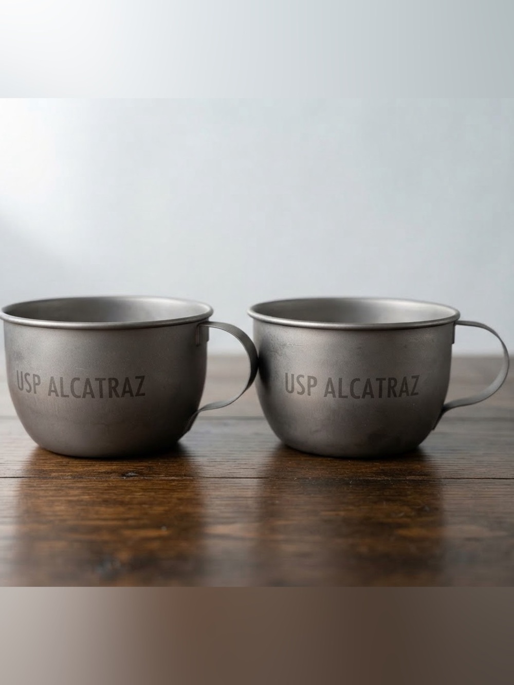 USP Alcatraz Metal Cups Set of 2 Inmate Cups Stainless Steel